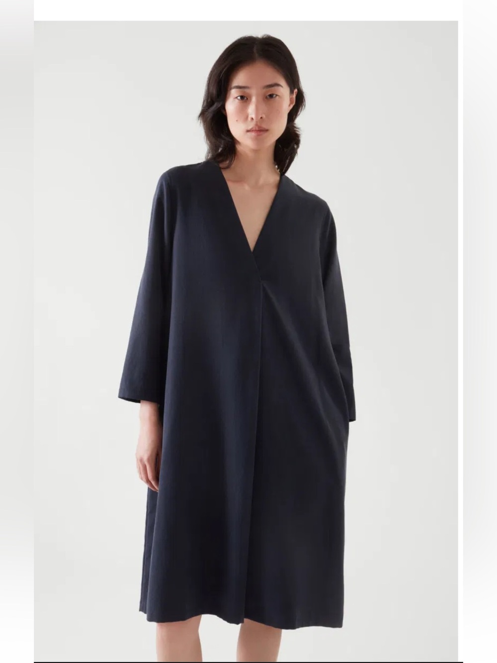 COS V-Neck Tunic Dress Size 12 (EUR 42) Black